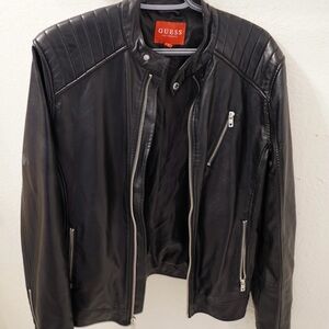 Guess Black  Leather Style Jacket